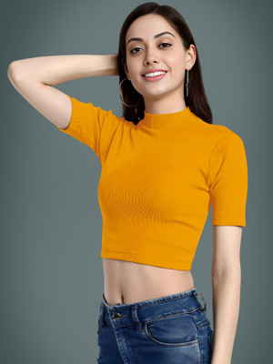 NAVYANKAA Casual Solid Women Yellow Top