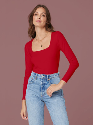 Dream Beauty Fashion Casual Solid Women Red Top