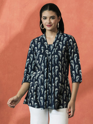 Sangria Casual Printed Women Dark Blue Top