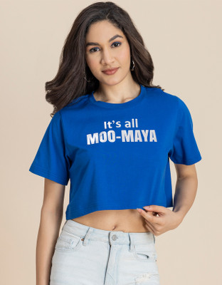 moomaya Casual Printed Women Blue Top