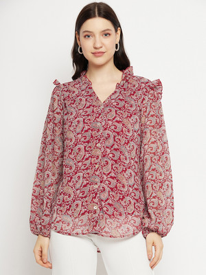 BITTERLIME Casual Printed Women Red, White Top