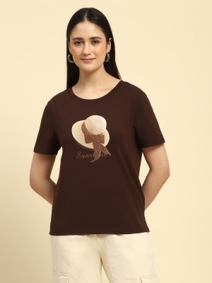 GLOBAL REPUBLIC Casual Printed Women Brown Top