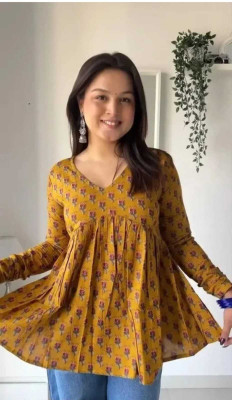 AALIANA FASHION Casual Printed Women Yellow Top
