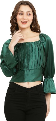 MUMRAA Casual Solid Women Dark Green Top