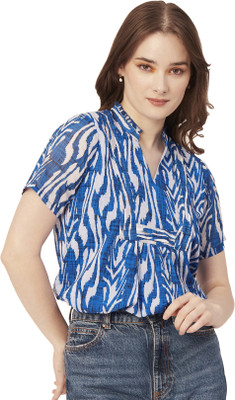 moomaya Casual Printed Women Blue Top