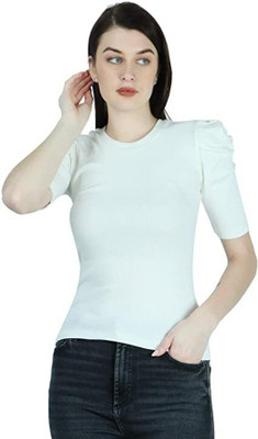 Zaristaa Casual Solid Women White Top