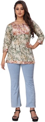 AnanthCreation Casual Printed Women Green Top