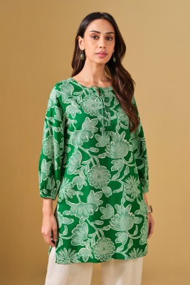 NAINVISH LIFESTYLE Party Floral Print Women Green Top