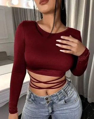 Sovi fashion Casual Solid Women Maroon Top