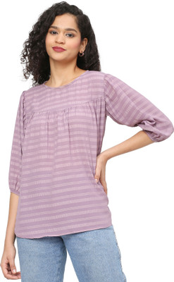 GO.4.IT Casual Striped Women Purple Top