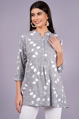 Highlight fashion export Casual Printed Women Grey Top