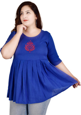 MAABILAI Casual Printed Women Blue Top