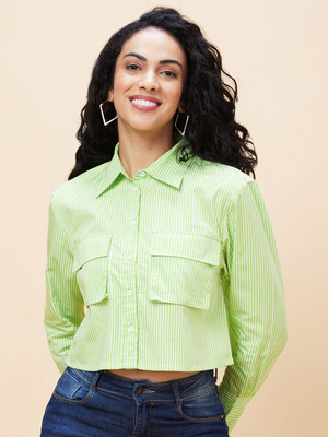 Globus Casual Striped Women Green Top
