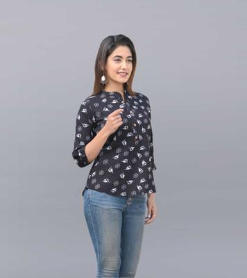 METRONAUT Casual Printed Women Black Top