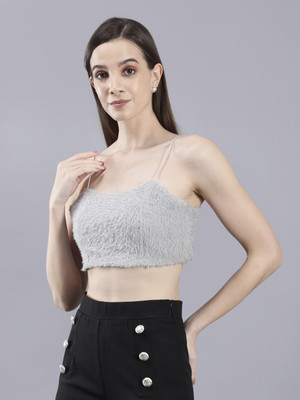 saffe Casual Solid Women Grey Top