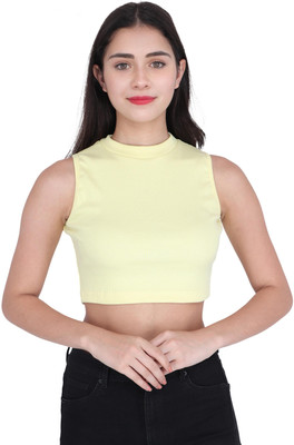 GENEALO Casual Solid Women Yellow Top