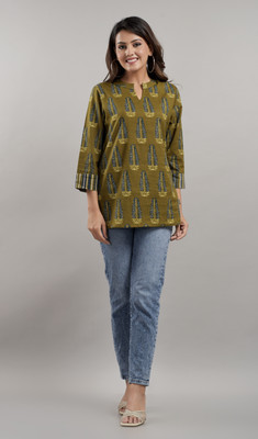 Raysha Formal Printed Women Dark Green Top