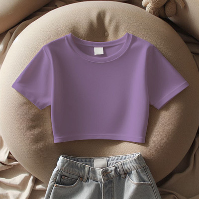 Pling Bling Casual Solid Women Purple Top