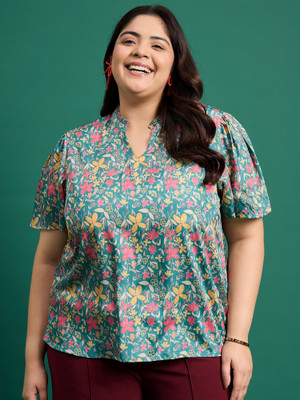 DressBerry Curve Casual Printed Women Green Top