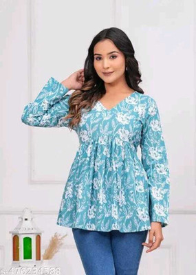 Laveena Fab Party Printed Women Blue, White Top