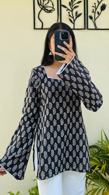 Wingsafar Casual Printed, Ethnic Motifs Women Black Top