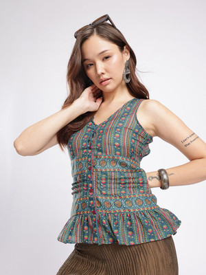 fusion by glitchez Casual Printed Women Multicolor Top