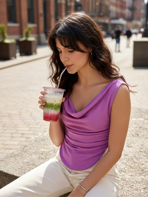 Uptownie Lite Casual Solid Women Purple Top