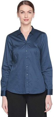 Annabelle by Pantaloons Formal Full Sleeve Solid Women Blue Top