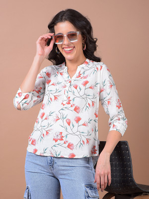 CRIMSOUNE CLUB Casual Floral Print Women Green Top