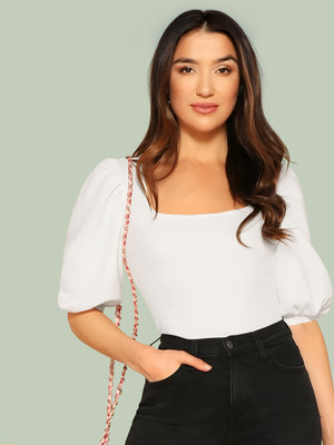Kashonaa Casual Solid Women White Top