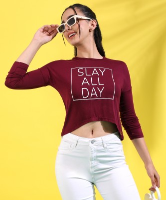 CAMPUS SUTRA Casual Solid Women Maroon Top