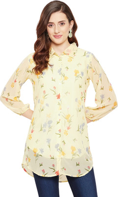 HouseOfCommon Casual Floral Print Women Yellow Top