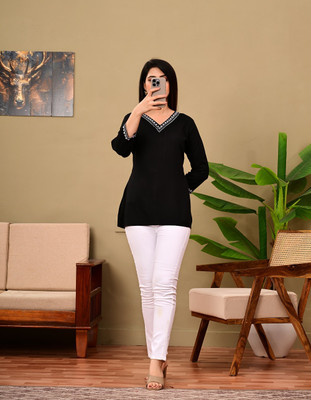 AGOKAI Casual Solid Women Purple Top