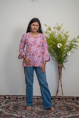 TARINNI Casual Printed Women Purple Top