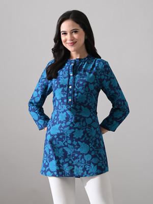 Meesan Party Printed Women Blue Top