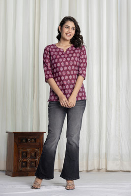 hustle bustle Casual Printed Women Purple Top