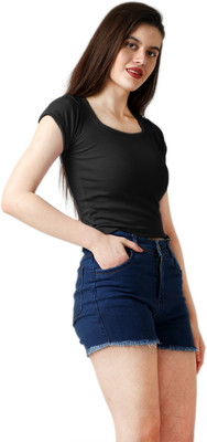 CareDone Casual Solid Women Black Top