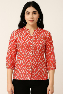GLENZI Casual Printed Women Red, White Top