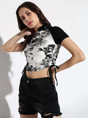 Showoff Casual Printed Women White, Black Top