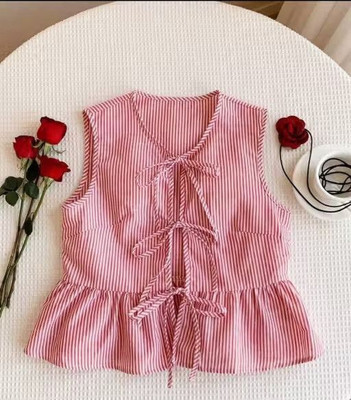 Sovi fashion Casual Striped Women Red Top