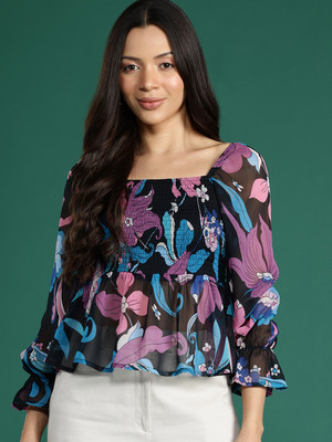 Dressberry Party Printed Women Multicolor Top