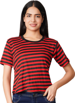 Baeship studio Casual Striped Women Black, Red Top