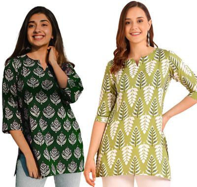ak fashion mall Casual Printed Women Green Top