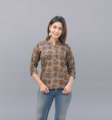 METRONAUT Casual Printed Women Brown Top