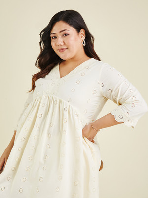 Janasya Casual Embroidered Women White Top