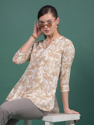 CRIMSOUNE CLUB Casual Floral Print Women Brown Top