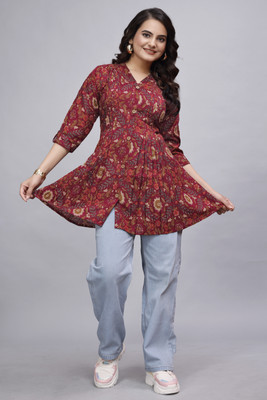 Devakii Casual Printed Women Maroon Top