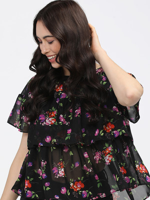 Tokyo Talkies Casual Printed Women Black Top