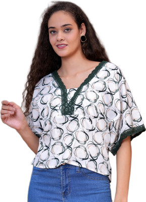 Highlight fashion export Casual Printed Women Green Top