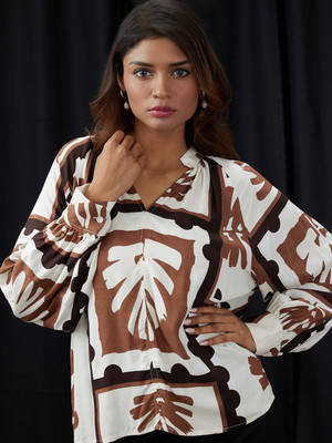 Globus Casual Printed Women Brown, White Top
